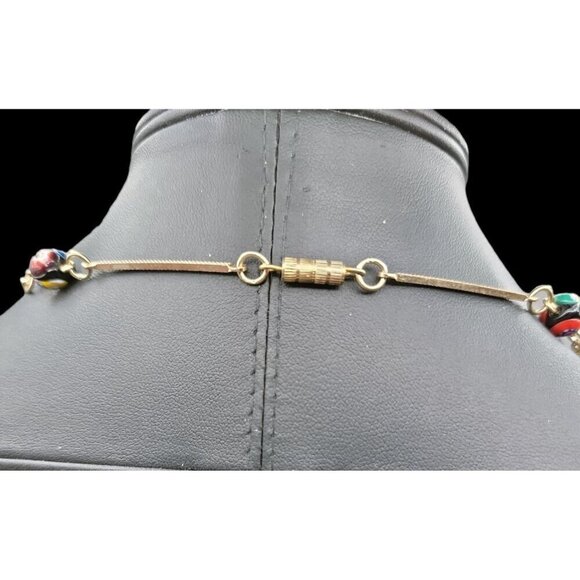 Venetian Murano Millefiori Art Glass Bead Necklace Bar Link Stations 40" Opera - Picture 7 of 16